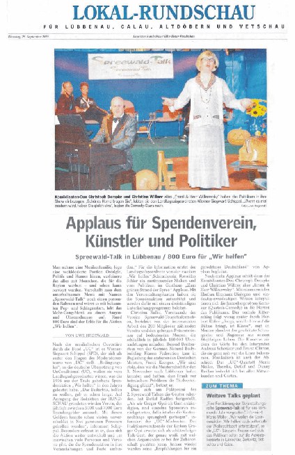 Applaus fr Spendenverein Knstler und Politiker