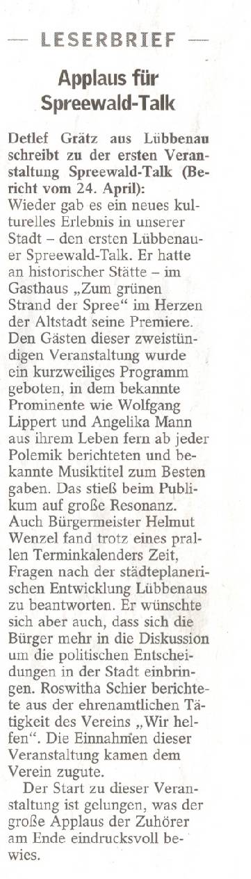 Applaus fr spenden talk